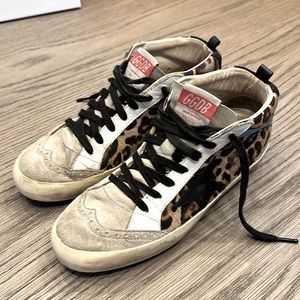 Golden Goose mid star animal print sneakers